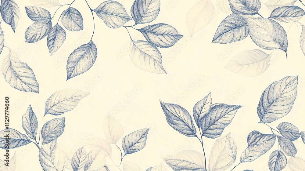 Hand Drawn Floral Pattern with Delicate Leaves on Soft Background Hand Drawn Floral Pattern with Delicate Leaves on Soft Background