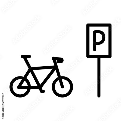 bicycle parking icon, simple flat style, vector illustration symbol sign logo template pictogram, isolated on white for mobile app, editable