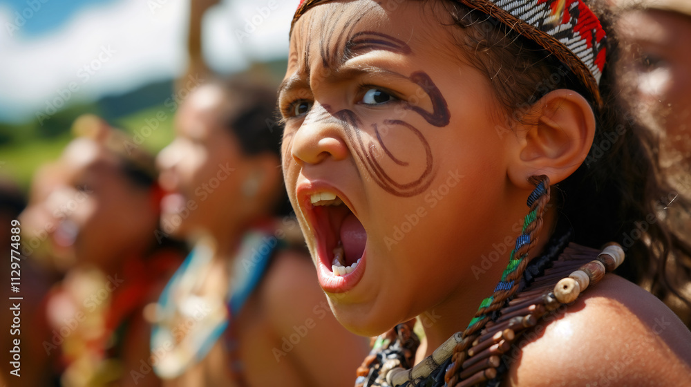 Young Maori Boy Performing Haka Dance Young Maori Boy Performing Haka Dance