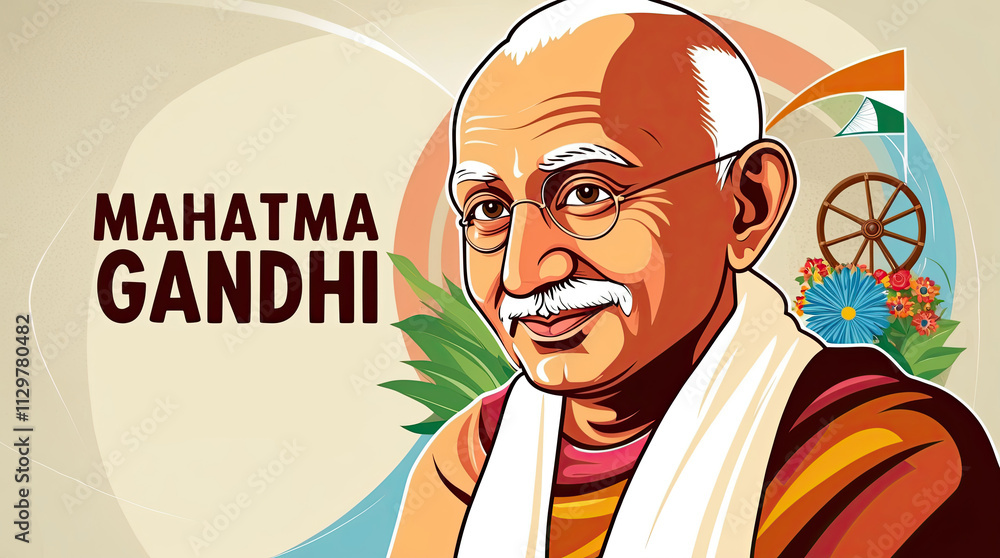 Fototapeta premium Mahatma Gandhi Jayanti illustration