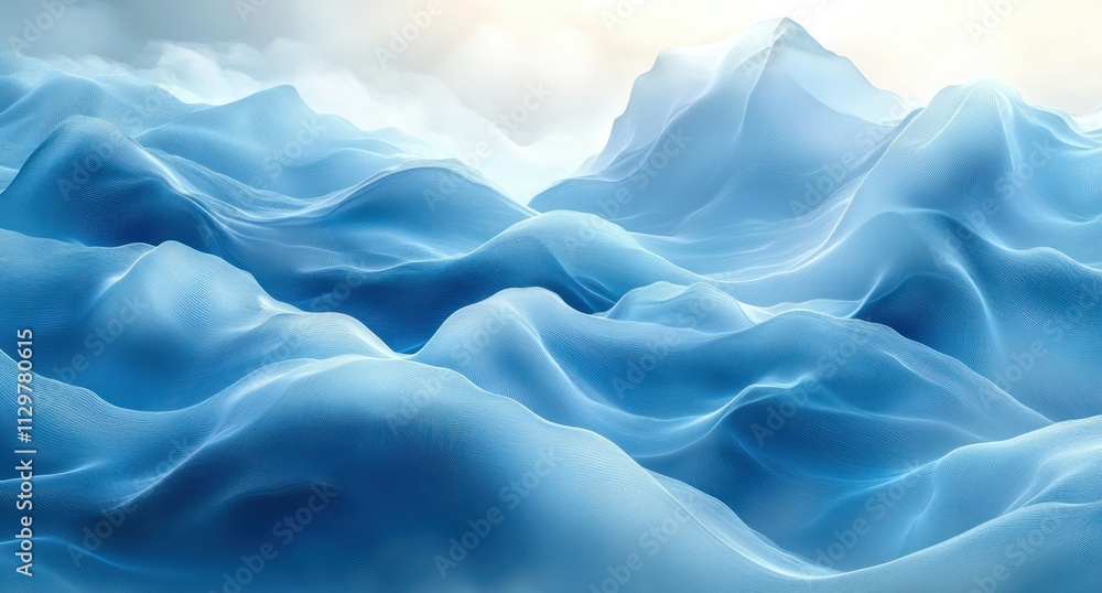 Fototapeta premium Minimalist Abstract Composition with Flowing Blue Lines and Soft Light