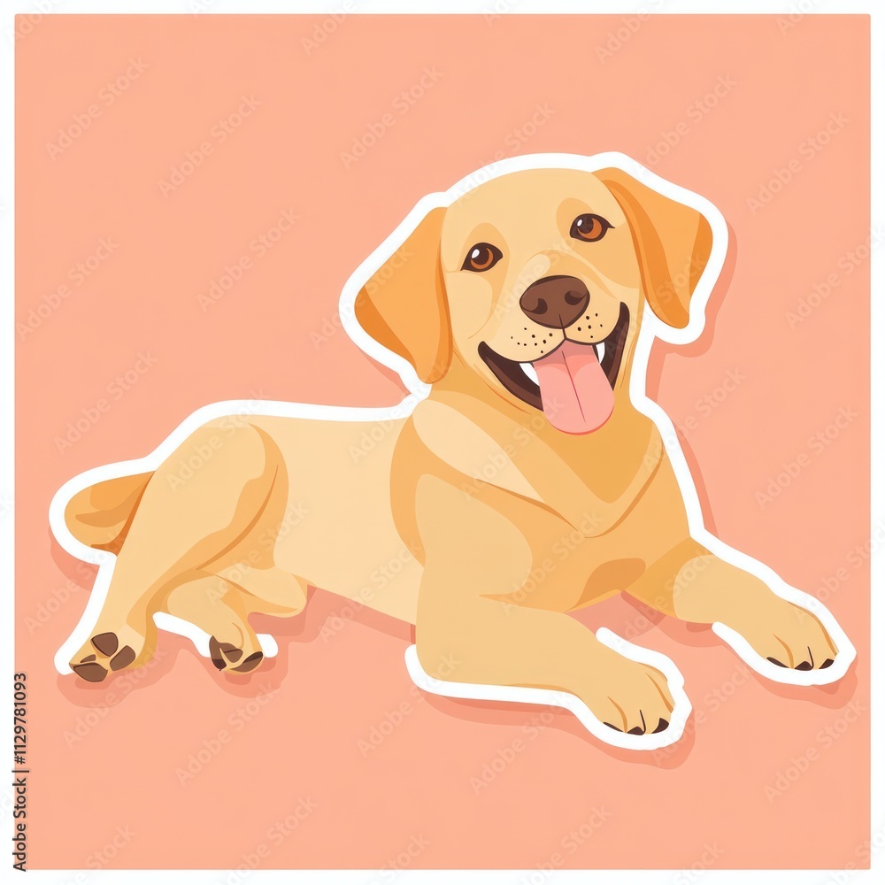 Happy yellow Labrador Retriever dog lying down. Happy yellow Labrador Retriever dog lying down.