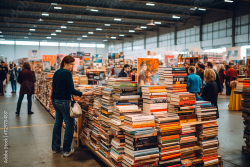 A colorful book fair filled with new and second-hand magazines encouraging education through reading. photo