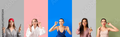 Set of pretty young women w...