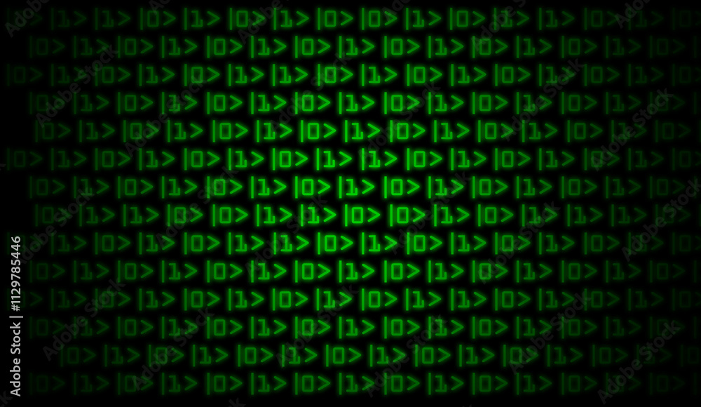 Qubits Quantum Computing Bits Binary Values Green Digital Background Illustration Qubits Quantum Computing Bits Binary Values Green Digital Background Illustration