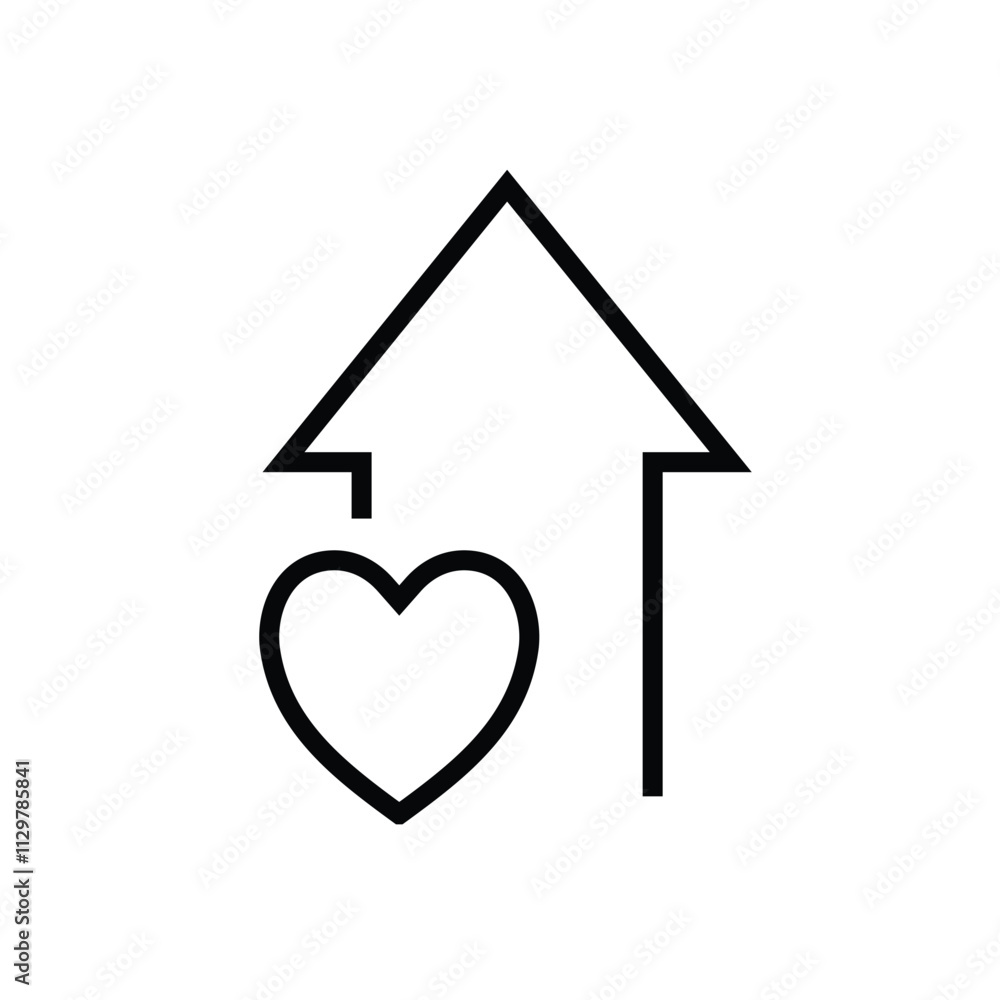 increase love, big heart symbol rise. business growth profit icon increase love, big heart symbol rise. business growth profit icon