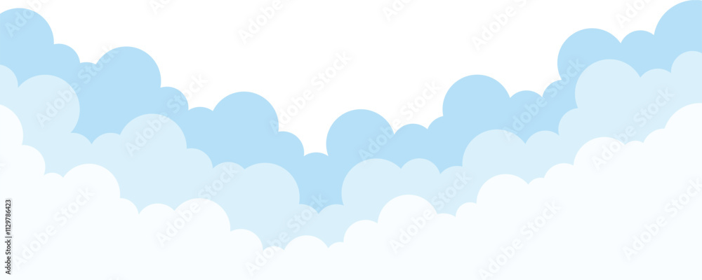 Blue clouds layer border, cut out isolated with transparent background. Blue clouds layer border, cut out isolated with transparent background.