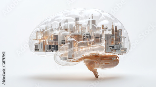 A transparent human brain composed by architectures and circuits