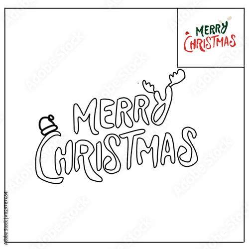 Simple merry christmas coloring page vector illustration. Background, coloring pages for kids