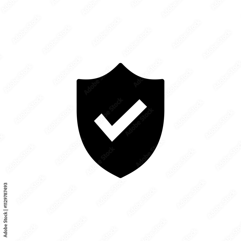 Shield check mark icon logo design. Protection approve sign. Insurance icon Shield check mark icon logo design. Protection approve sign. Insurance icon