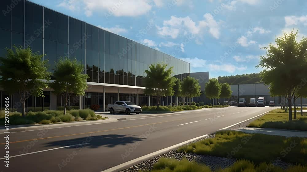 A magnificent industrial office building. Seamless 4K looping timelapse video animation background