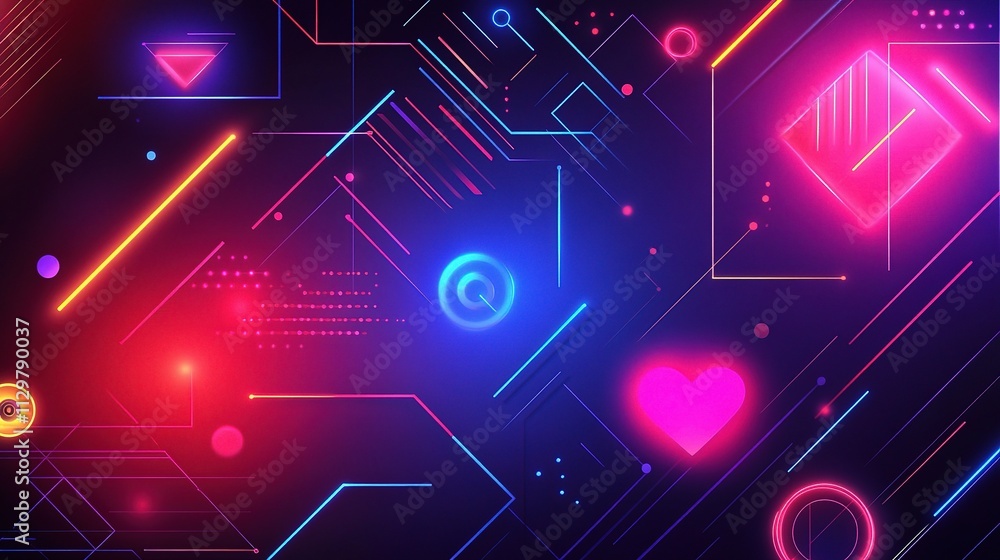 Abstract Neon Geometry Shapes with Vibrant Light Display Abstract Neon Geometry Shapes with Vibrant Light Display