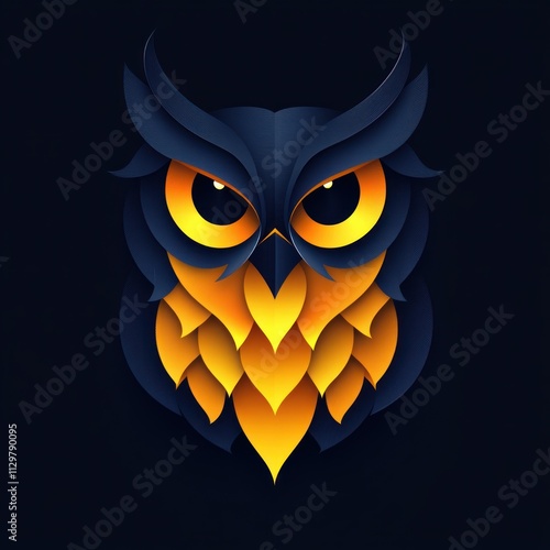 Modern Owl Robot Logo Design Illustration photo