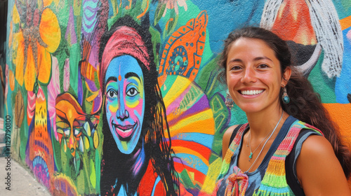 Vibrant Mural, Street Art, Colorful Culture, Peace Corps Volunteer, Travel Photography photo