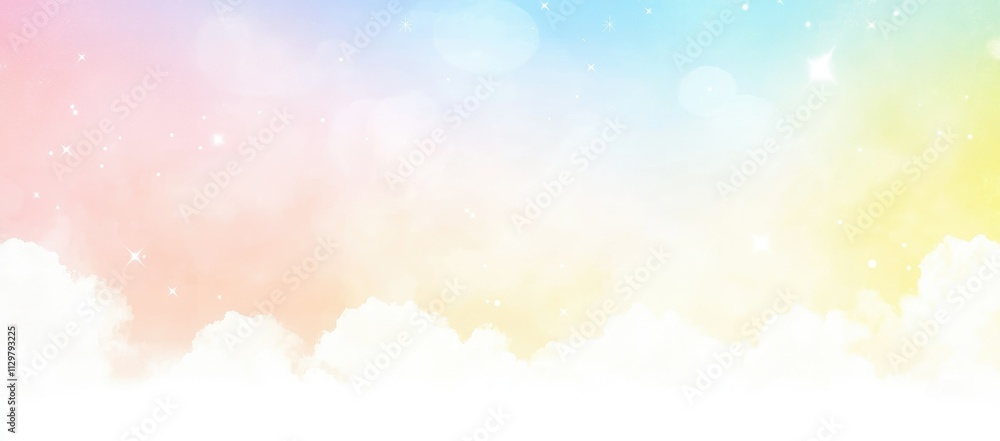 Pastel sky with clouds and bokeh effect. Pastel sky with clouds and bokeh effect.