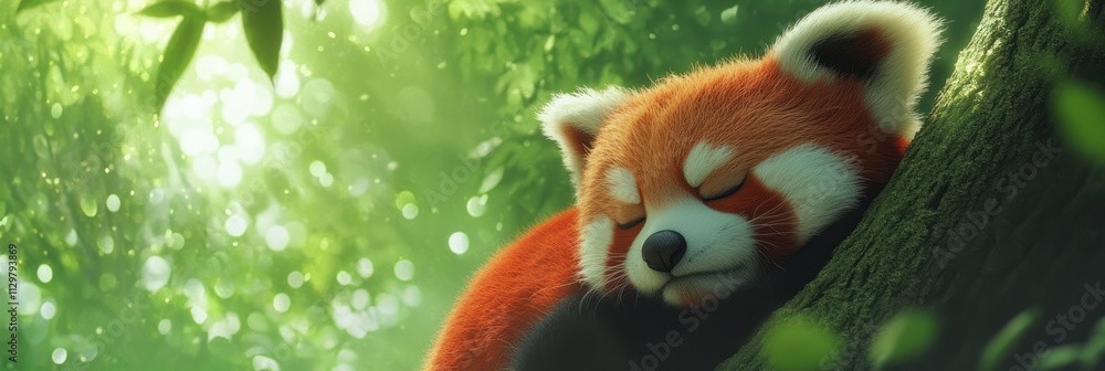 © Lycee - Red Panda Sleeping Peacefully In Lush Green Forest