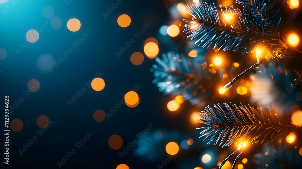 A close-up view of a beautifully decorated Christmas tree with bright lights and soft bokeh effects in the background. A close-up view of a beautifully decorated Christmas tree with bright lights and soft bokeh effects in the background.