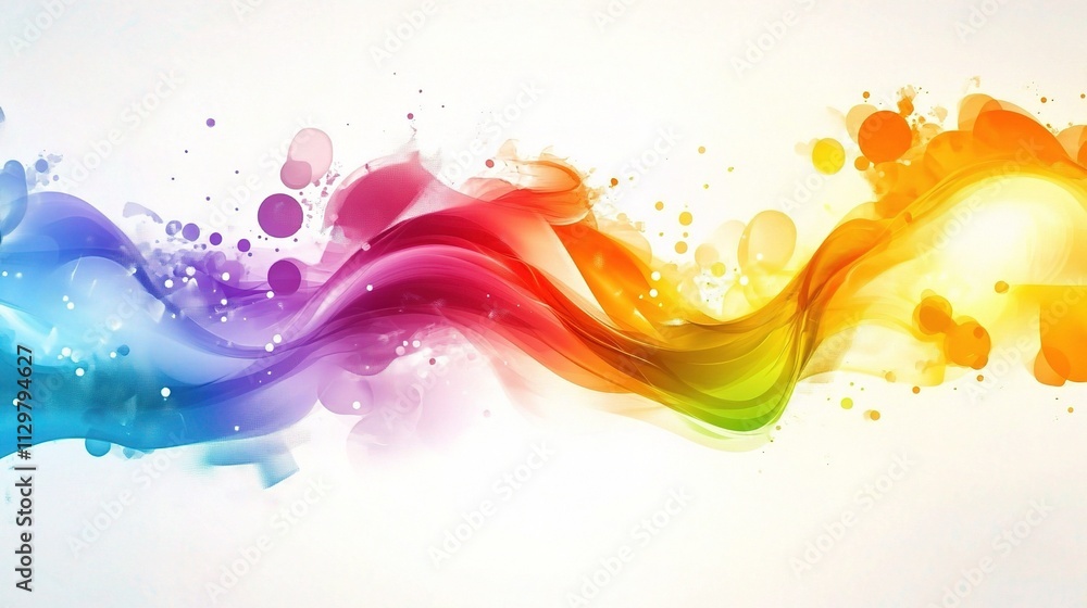 Colorful Modern Abstract Background with Wavy Lines and Splashes Colorful Modern Abstract Background with Wavy Lines and Splashes