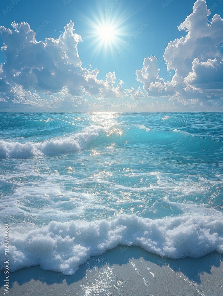 Fototapeta premium Clear Sky and Blue Ocean Landscape