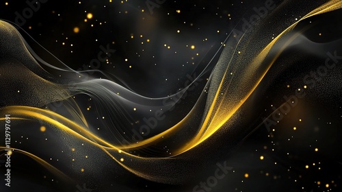 Abstract Dark Smoke with Gold Accents in a Mysterious Background