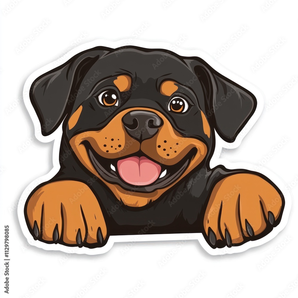 Happy Rottweiler puppy peeking over. Happy Rottweiler puppy peeking over.