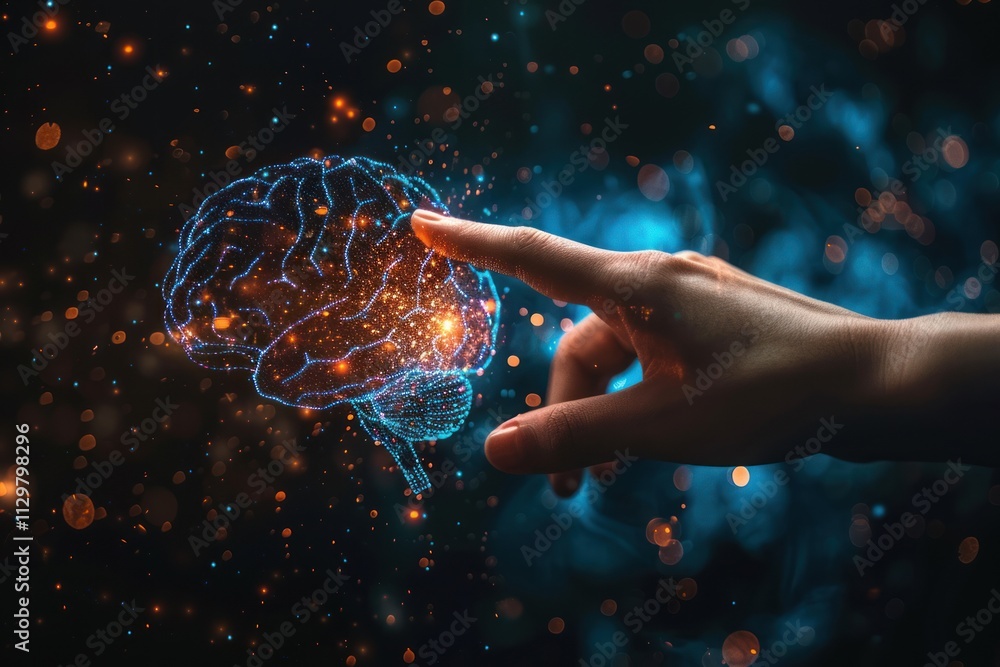 custom made wallpaper toronto digitalHuman Hand Interacting with a Holographic Brain