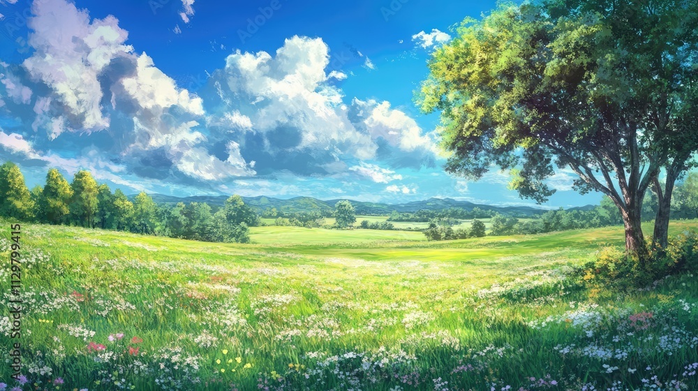 Obraz premium Nature Anime illustration landscape background