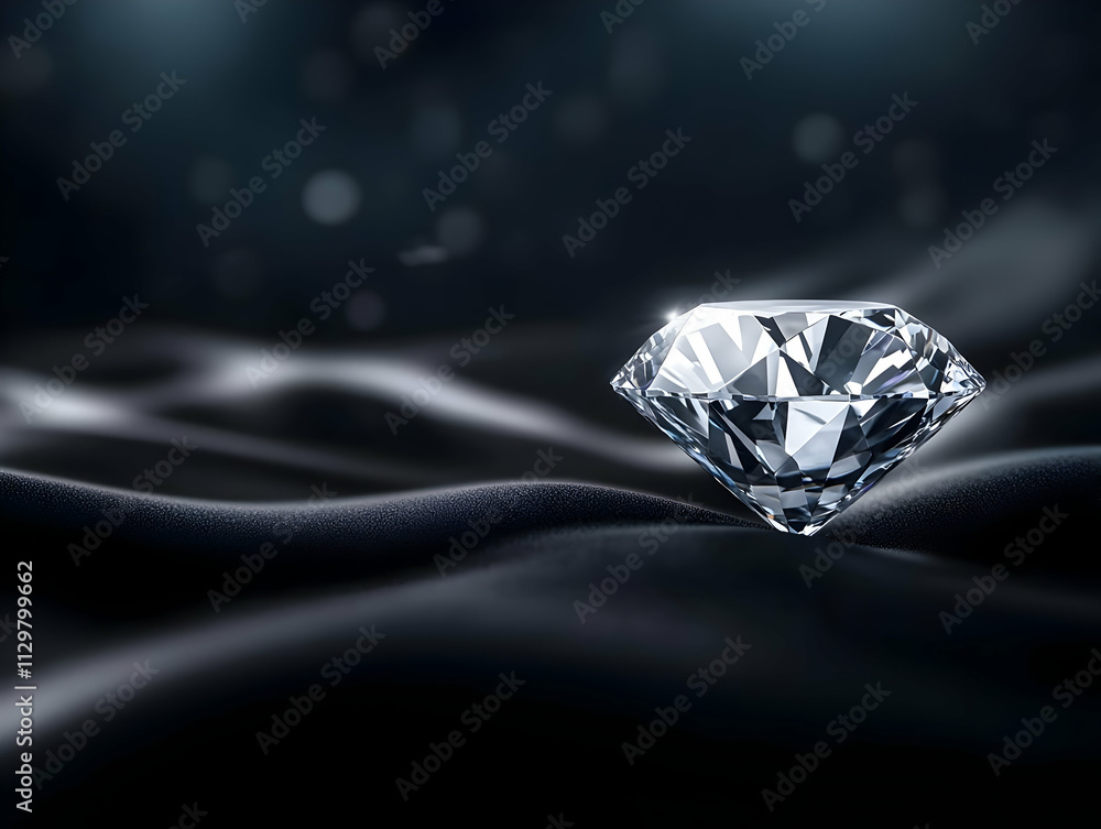 A stunning diamond resting elegantly on smooth, dark fabric, showcasing its brilliance and luxury. A stunning diamond resting elegantly on smooth, dark fabric, showcasing its brilliance and luxury.