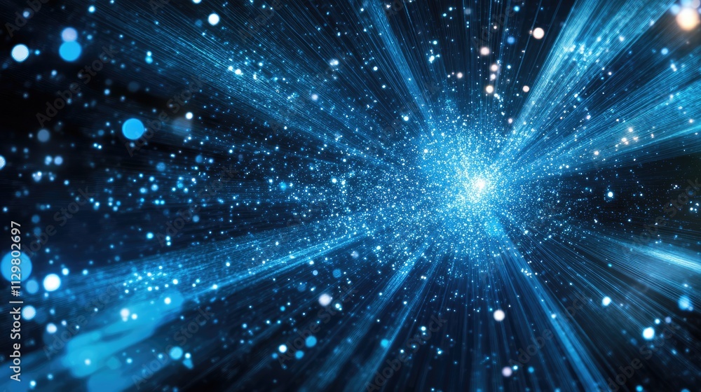 Neon Blue Digital Flares A Futuristic Sci-Fi Light Speed Background Neon Blue Digital Flares A Futuristic Sci-Fi Light Speed Background