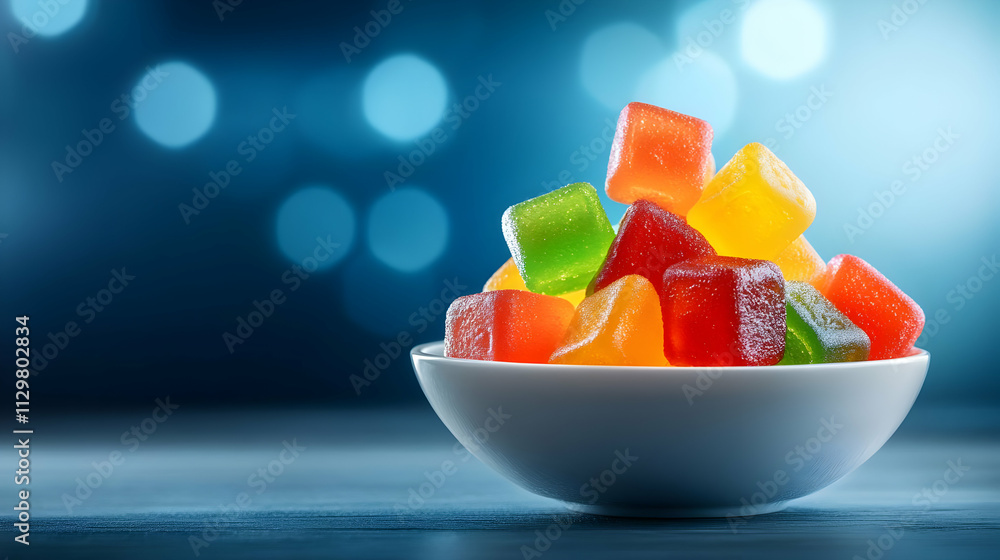 A vibrant bowl of colorful gummy candies, perfect for sweet tooth cravings and festive celebrations. A vibrant bowl of colorful gummy candies, perfect for sweet tooth cravings and festive celebrations.