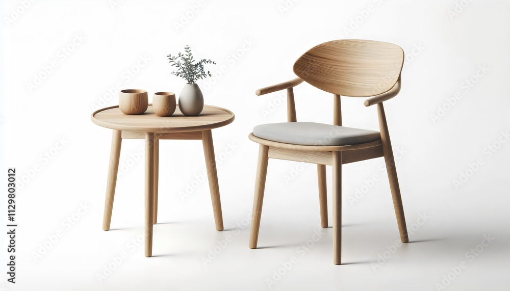 Modern Scandinavian wooden chair isolated on white background Modern Scandinavian wooden chair isolated on white background