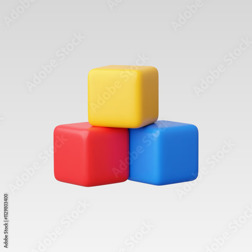 3D Realistic Wooden building blocks icon vector illustration