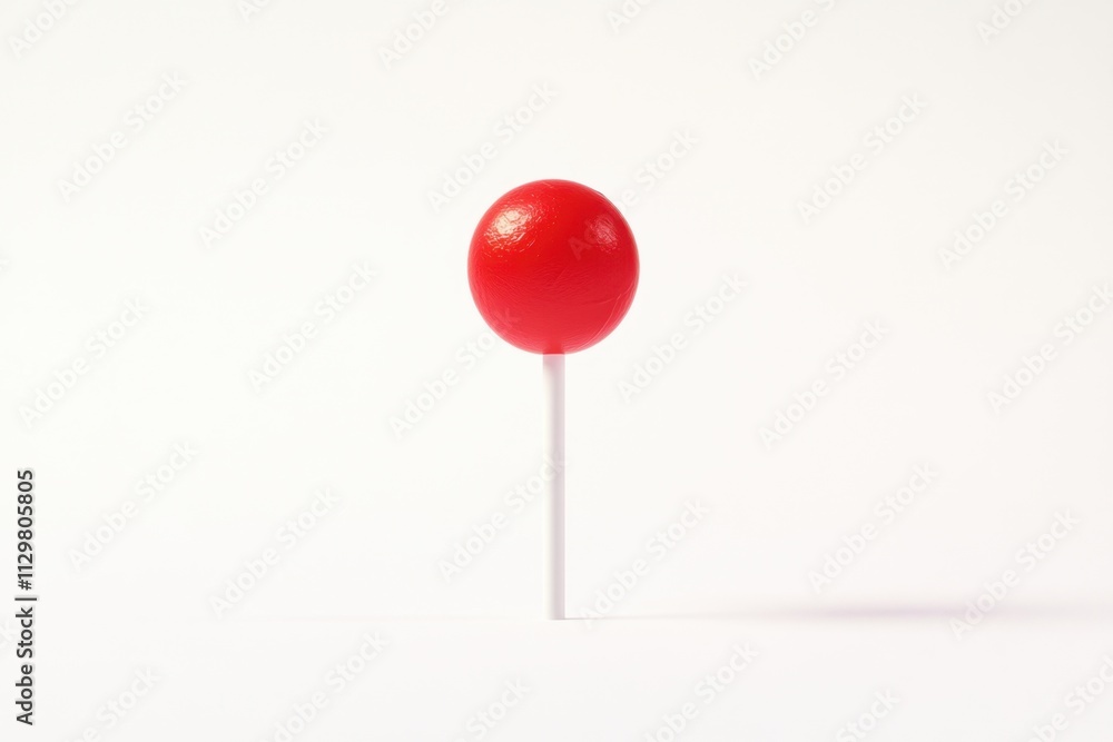 A single red lollipop on a white background A single red lollipop on a white background