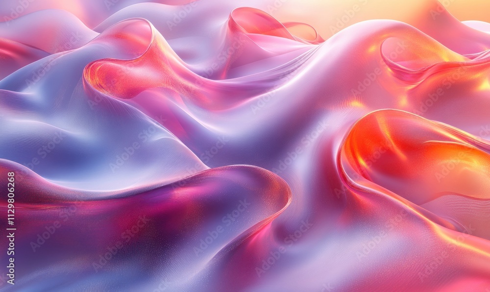 Fototapeta premium Iridescent Abstract Fluid Shapes with Glossy Finish in Soft Pastel Colors