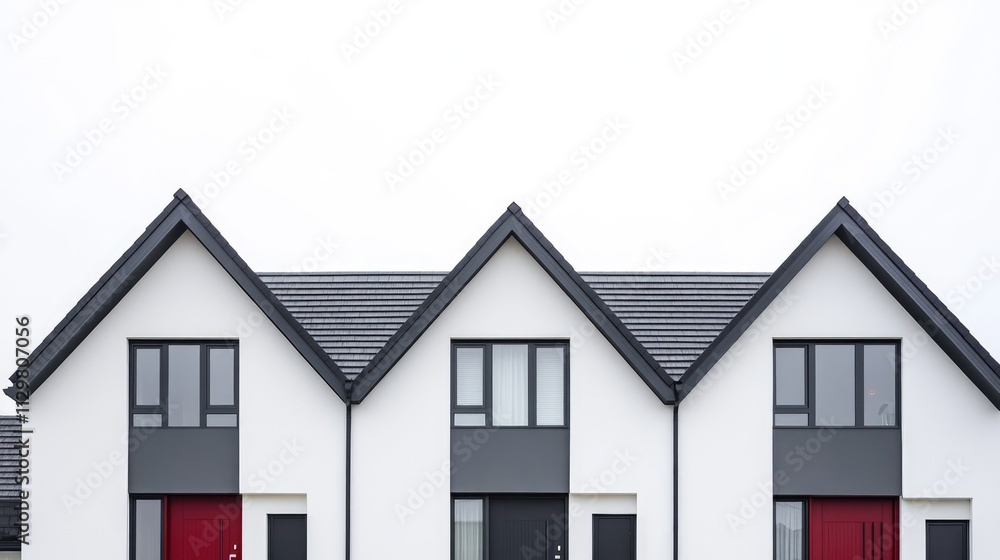 New residential modern houses, white facade with anthracite roof New residential modern houses, white facade with anthracite roof