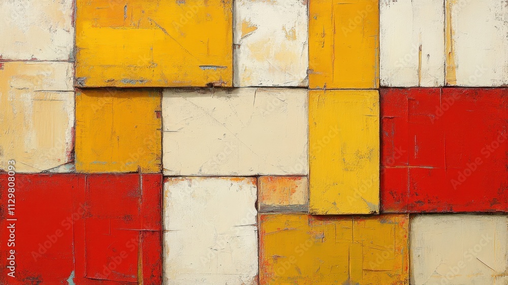 Abstract Red Yellow White Square Canvas Painting Abstract Red Yellow White Square Canvas Painting