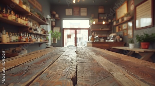 Wallpaper Mural Rustic wooden table in a cozy cafe. Torontodigital.ca