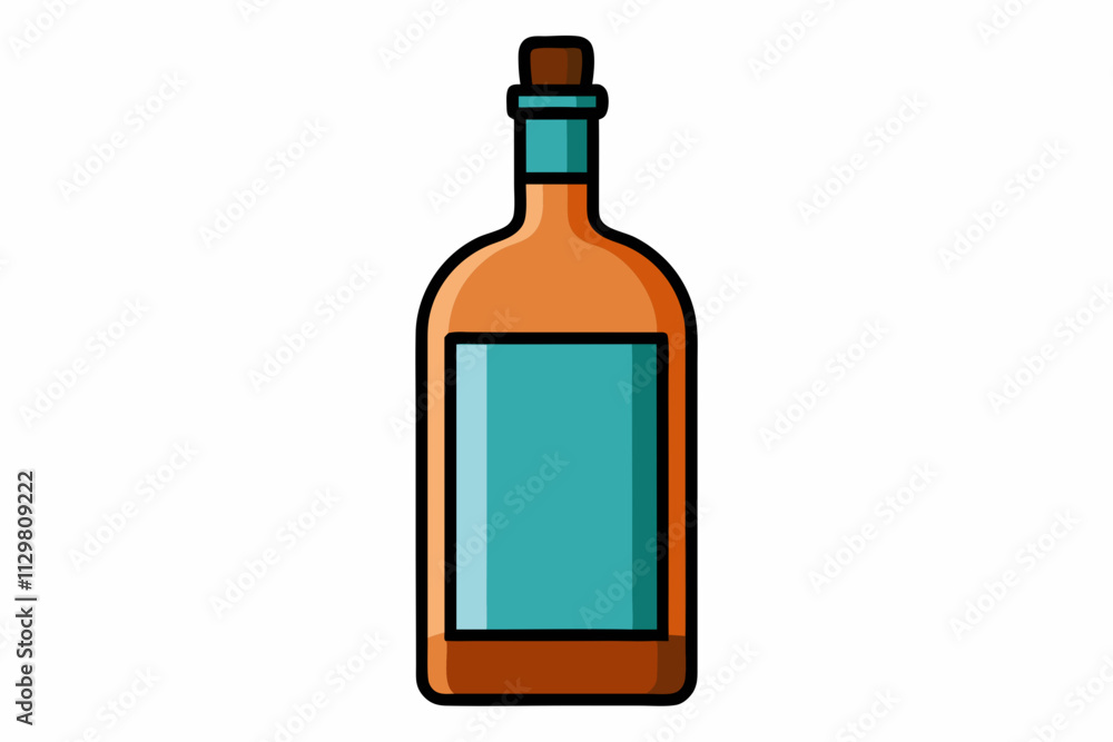 Empty liquor bottle on a white background vector art illustration Empty liquor bottle on a white background vector art illustration