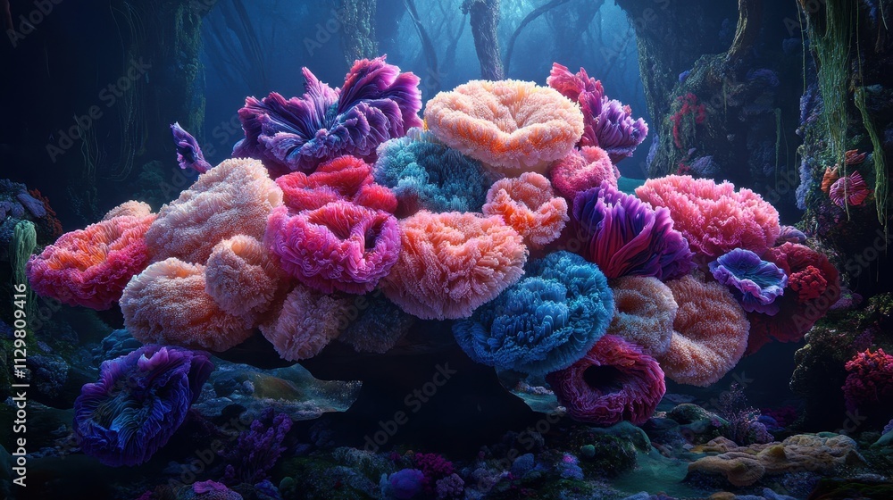 Obraz premium Vibrant Coral Reef Blooms In An Underwater Forest