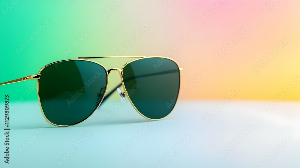 Stylish sunglasses against a vibrant gradient background, perfect for summer fashion and outdoor adventures. Stylish sunglasses against a vibrant gradient background, perfect for summer fashion and outdoor adventures.