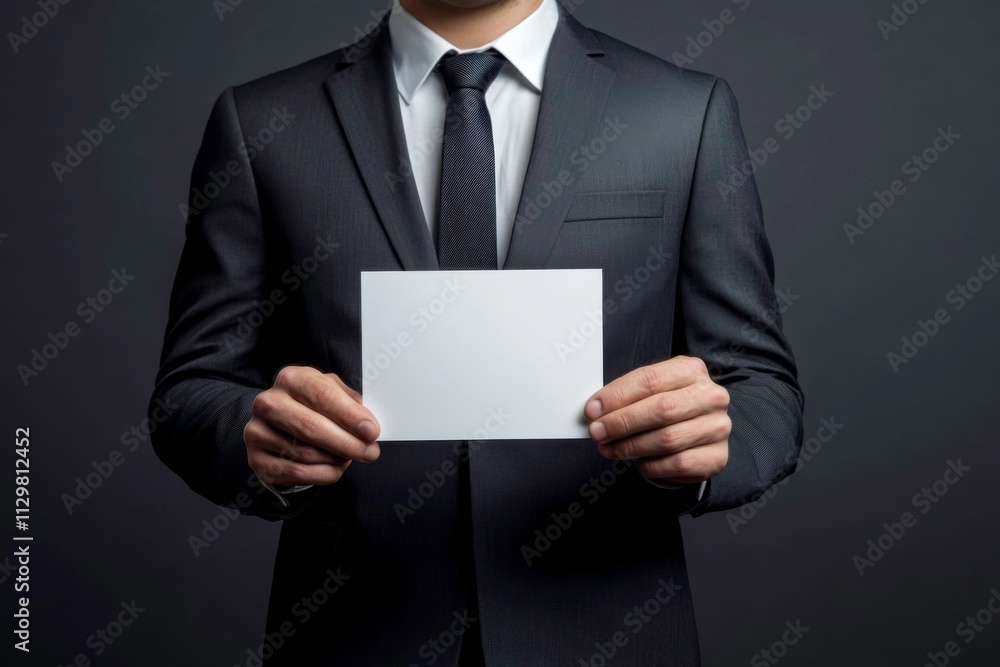 businessman holding blank business card businessman holding blank business card