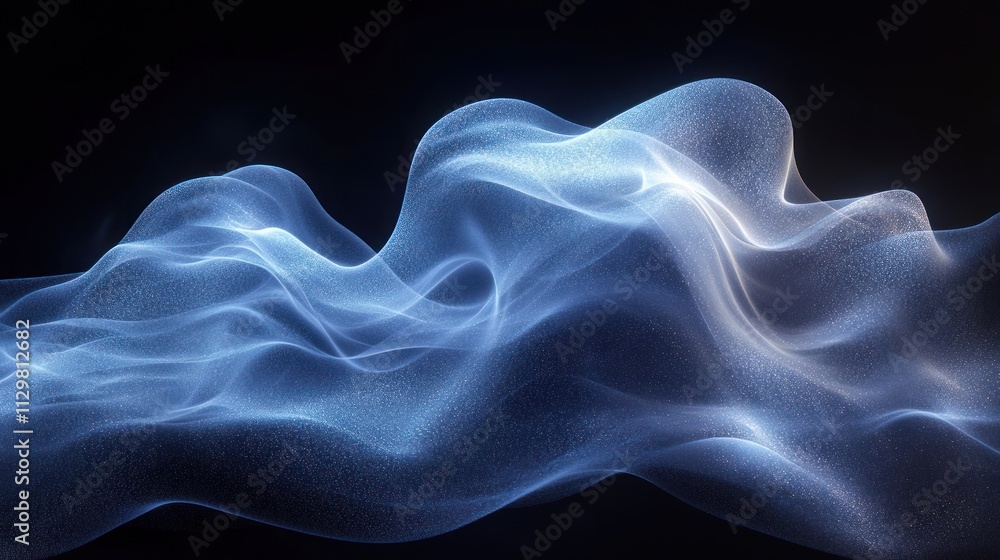 Abstract Blue Curve Design with Ethereal Lighting and Black Background Abstract Blue Curve Design with Ethereal Lighting and Black Background
