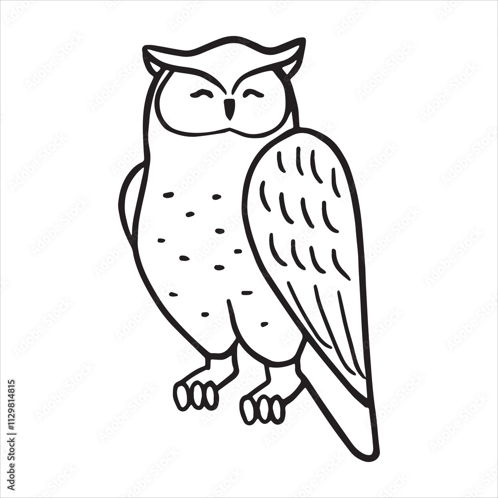 Obraz premium Owl silhouette line art illustration.