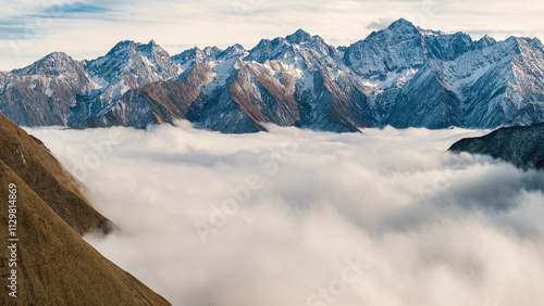 Aerial panoramic view of the Tibetan Plateau in West Sichuan, China