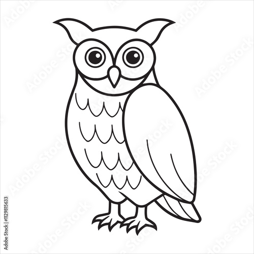  Owl silhouette line art illustration.