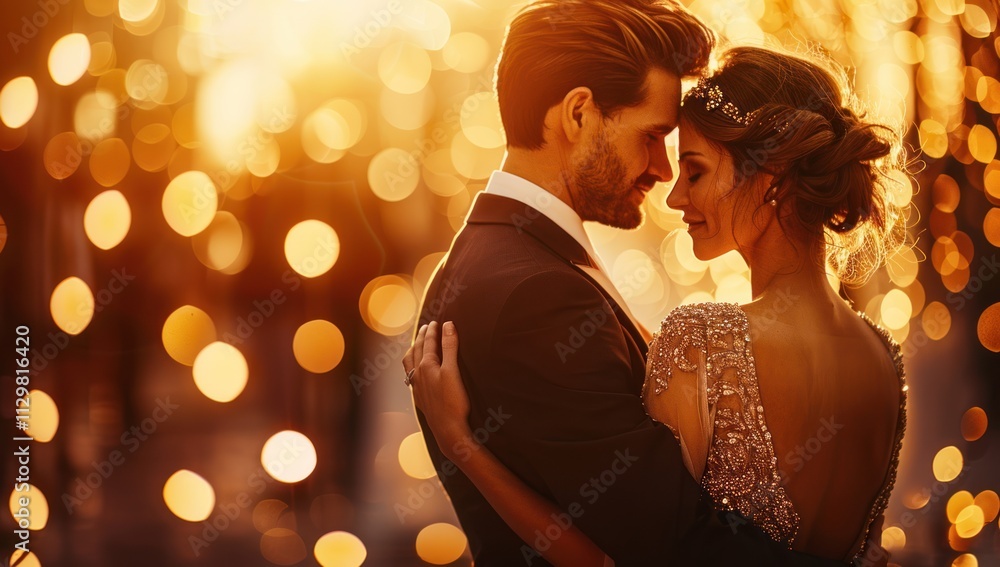 Couple Embracing in Warm Golden Light Couple Embracing in Warm Golden Light