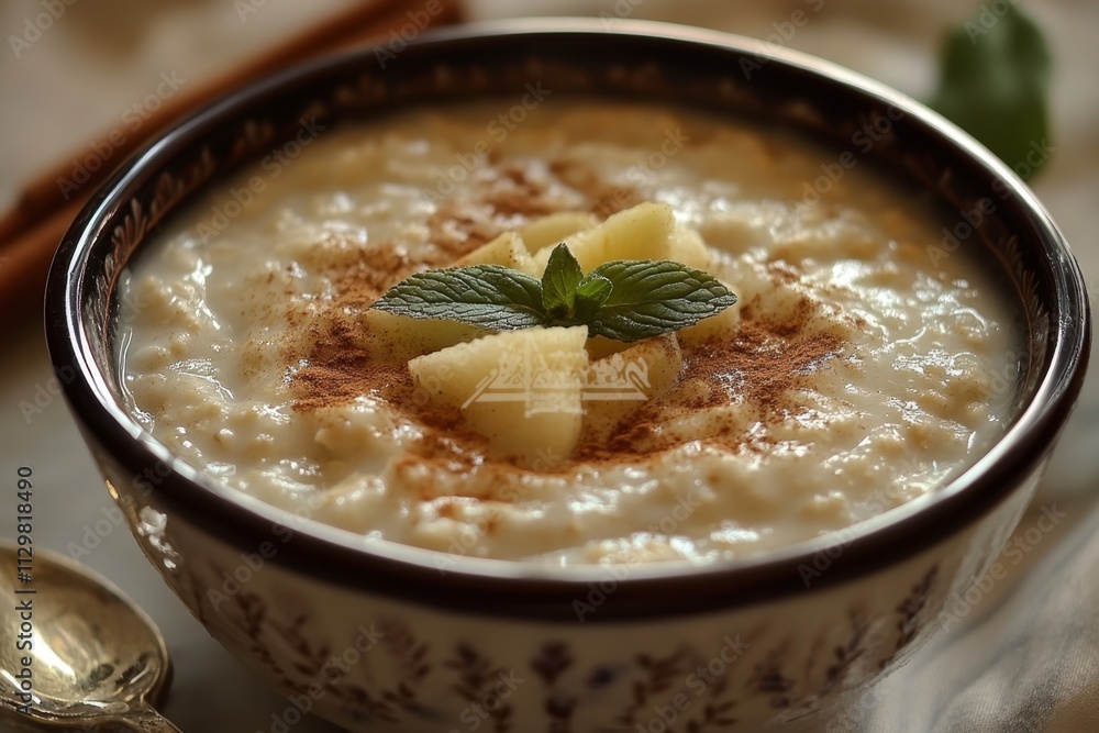 Creamy Oatmeal with Apple Cinnamon and Mint Creamy Oatmeal with Apple Cinnamon and Mint