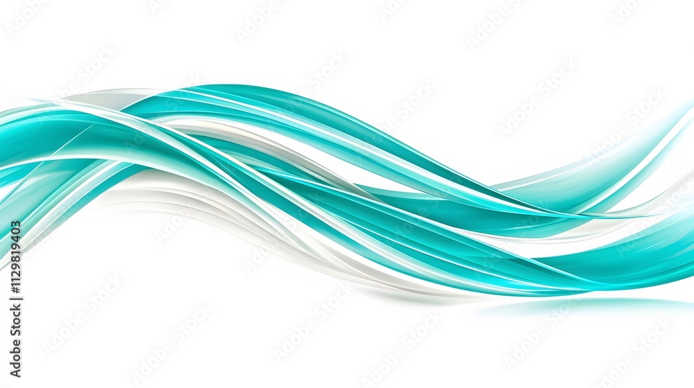 Abstract teal and white wavy lines on white background. Abstract teal and white wavy lines on white background.