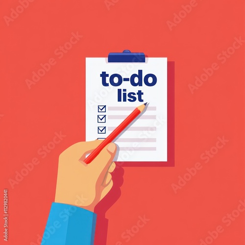 Illustration of a Hand Checking a To-Do List photo