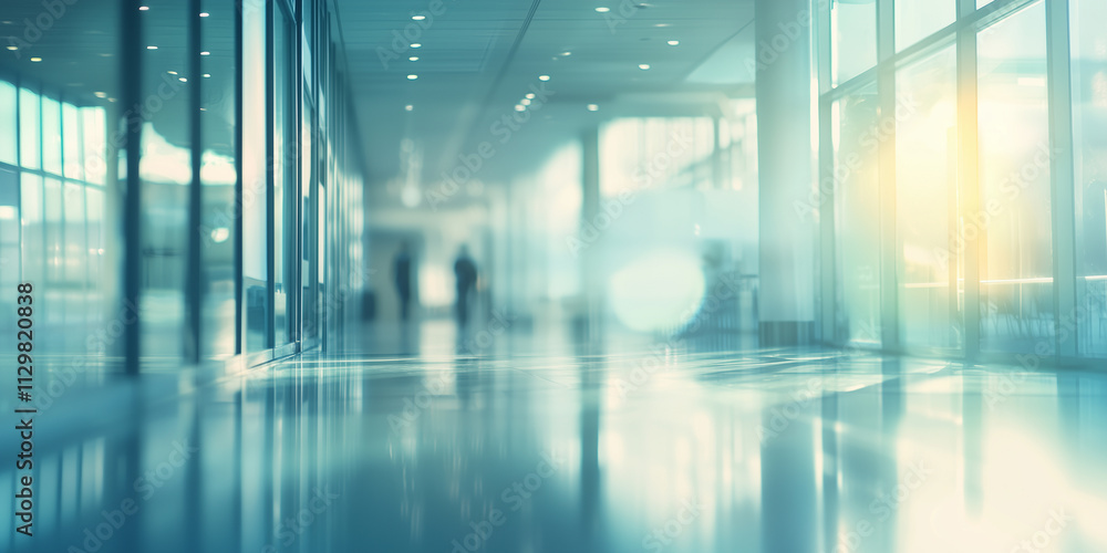 Blurred bokeh panoramic banner background of exhibition hall or convention center hallway. Business trade show event, modern interior architecture, or commercial tradeshow conference seminar concept Blurred bokeh panoramic banner background of exhibition hall or convention center hallway. Business trade show event, modern interior architecture, or commercial tradeshow conference seminar concept